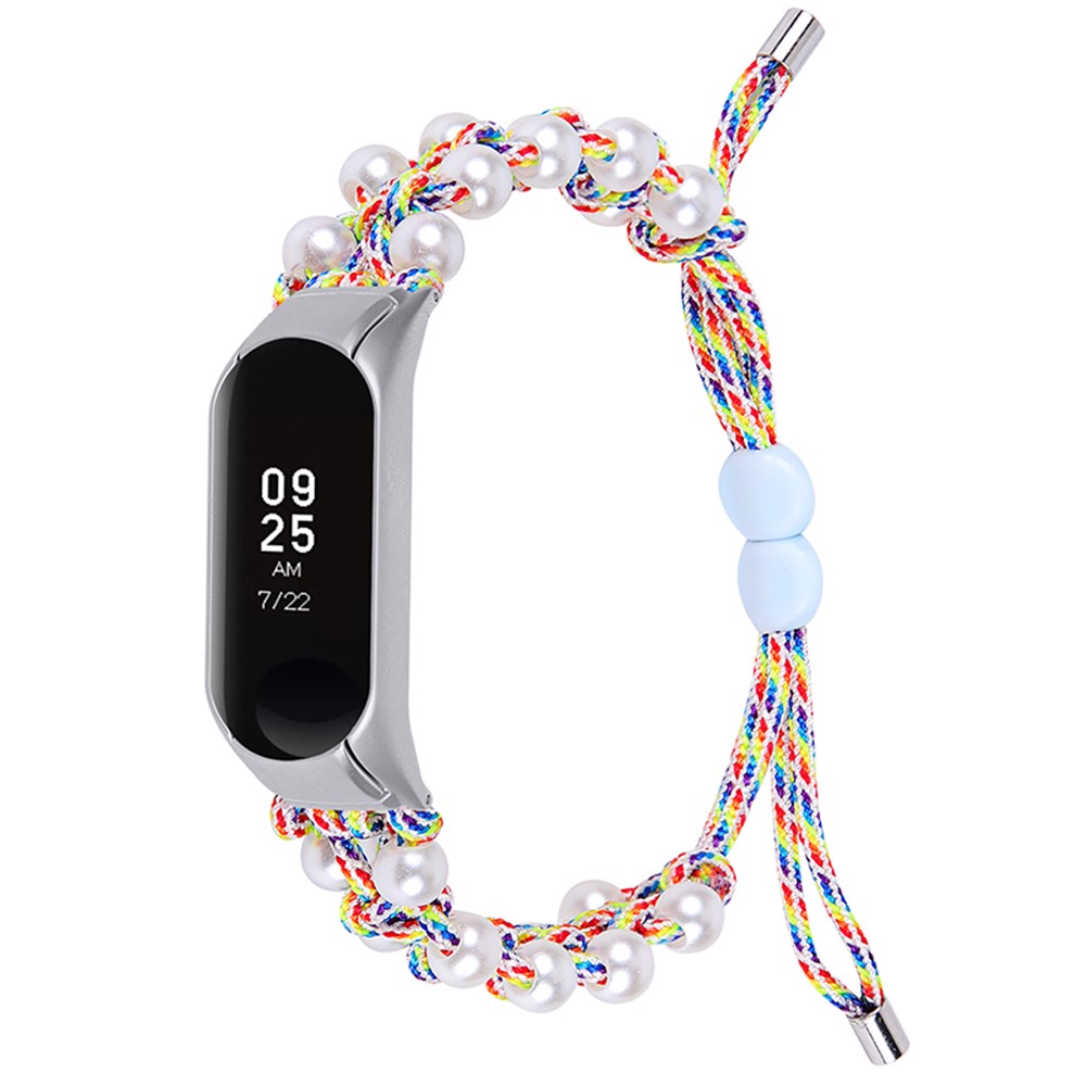 Pearl Decor Adjustable Braided Rope Wrist Strap Replacement Watchband for Xiaomi Mi Band 3/4 - Colorful-2