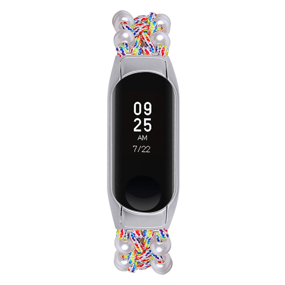 Pearl Decor Adjustable Braided Rope Replacement Watchband Smart Watch Wrist Strap for Xiaomi Mi Band 5/6 - Colorful-3
