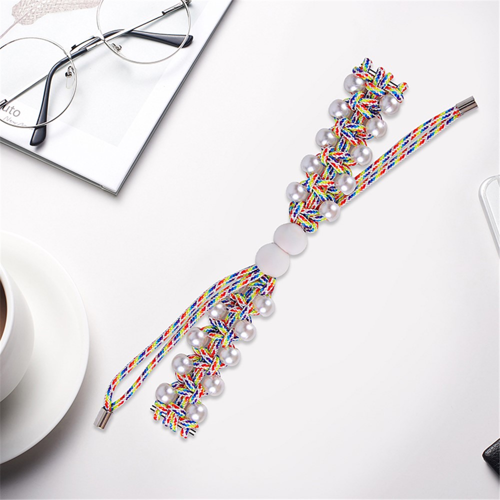 Pearl Decor Adjustable Braided Rope Replacement Watchband Smart Watch Wrist Strap for Xiaomi Mi Band 5/6 - Colorful-4