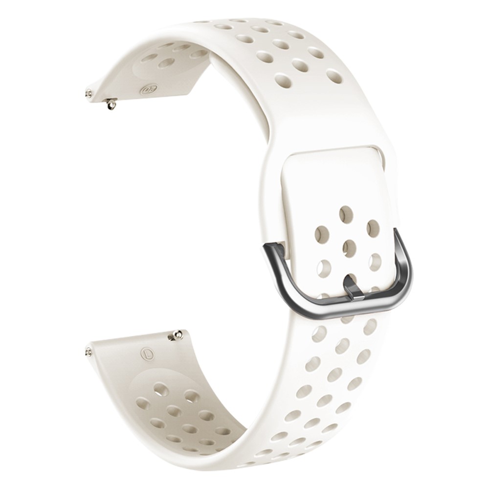 20mm Universal Round Holes Breathable Silicone Smart Watch Strap Replacement Wrist Band - White-2