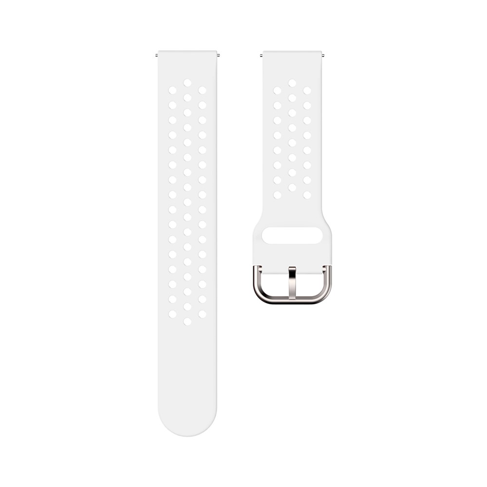 20mm Universal Round Holes Breathable Silicone Smart Watch Strap Replacement Wrist Band - White-6