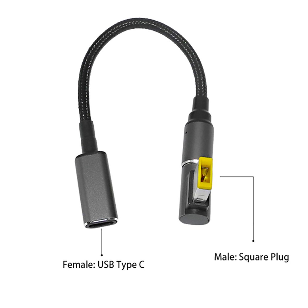 For Lenovo G405s G500 G500s G505 G505s G510 G700 100W Laptop Charging Cable USB C to Square Plug Magnetic Converter Cord-2