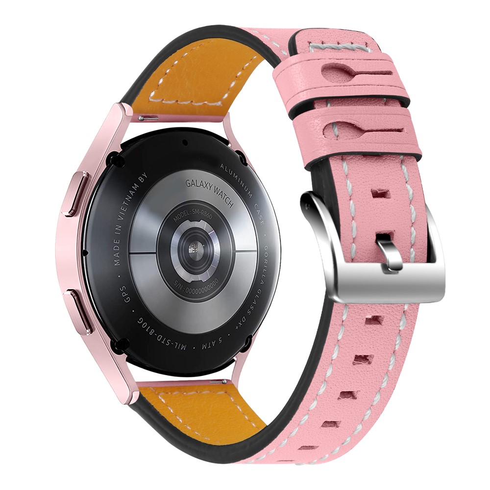 For Huawei Watch GT 2 42mm/Watch 2 Universal Watch Strap Cowhide Leather Wrist Band Replacement Watchband (20mm) - Pink-2