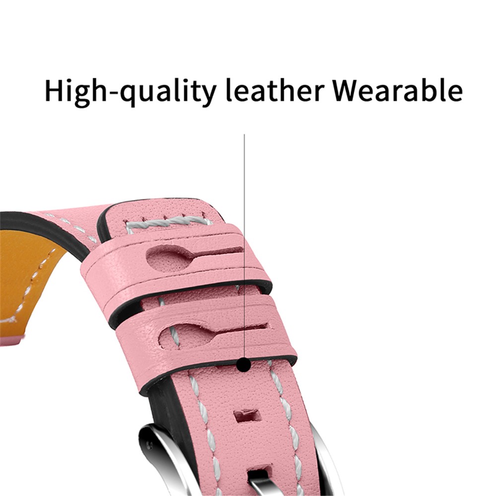 For Huawei Watch GT 2 42mm/Watch 2 Universal Watch Strap Cowhide Leather Wrist Band Replacement Watchband (20mm) - Pink-3