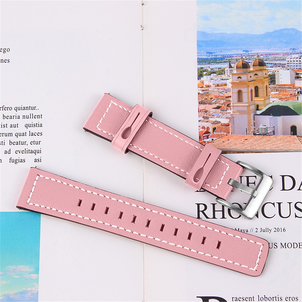 For Huawei Watch GT 2 42mm/Watch 2 Universal Watch Strap Cowhide Leather Wrist Band Replacement Watchband (20mm) - Pink-4