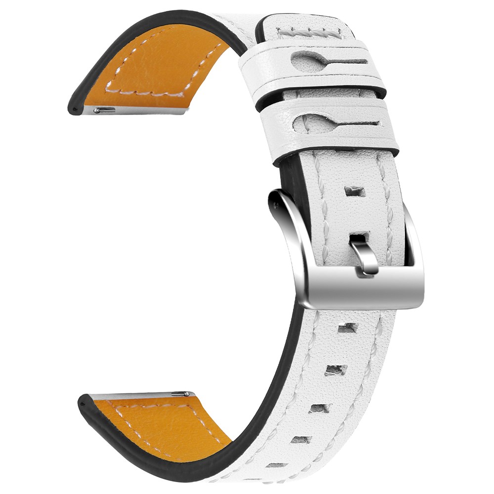 20mm Universal Watch Strap for Garmin Vivomove Luxe/Garminmove Luxe Cowhide Leather Wrist Band Replacement Watchband - White-2