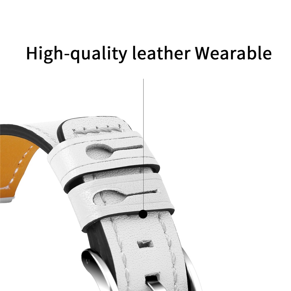 20mm Universal Watch Strap for Garmin Vivomove Luxe/Garminmove Luxe Cowhide Leather Wrist Band Replacement Watchband - White-3