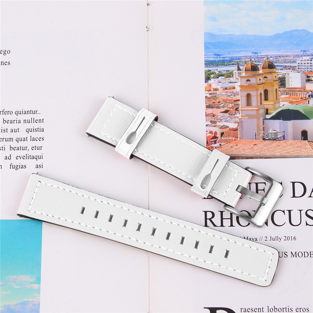 20mm Universal Watch Strap for Garmin Vivomove Luxe/Garminmove Luxe Cowhide Leather Wrist Band Replacement Watchband - White-6