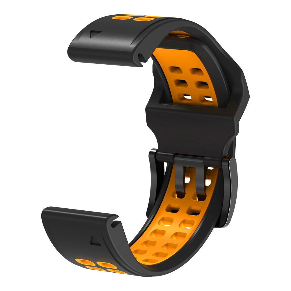 For Garmin Fenix 7X Dual-color Two Rows Holes Silicone Quick Release Watch Band Wrist Strap 26mm - Black/Orange-3
