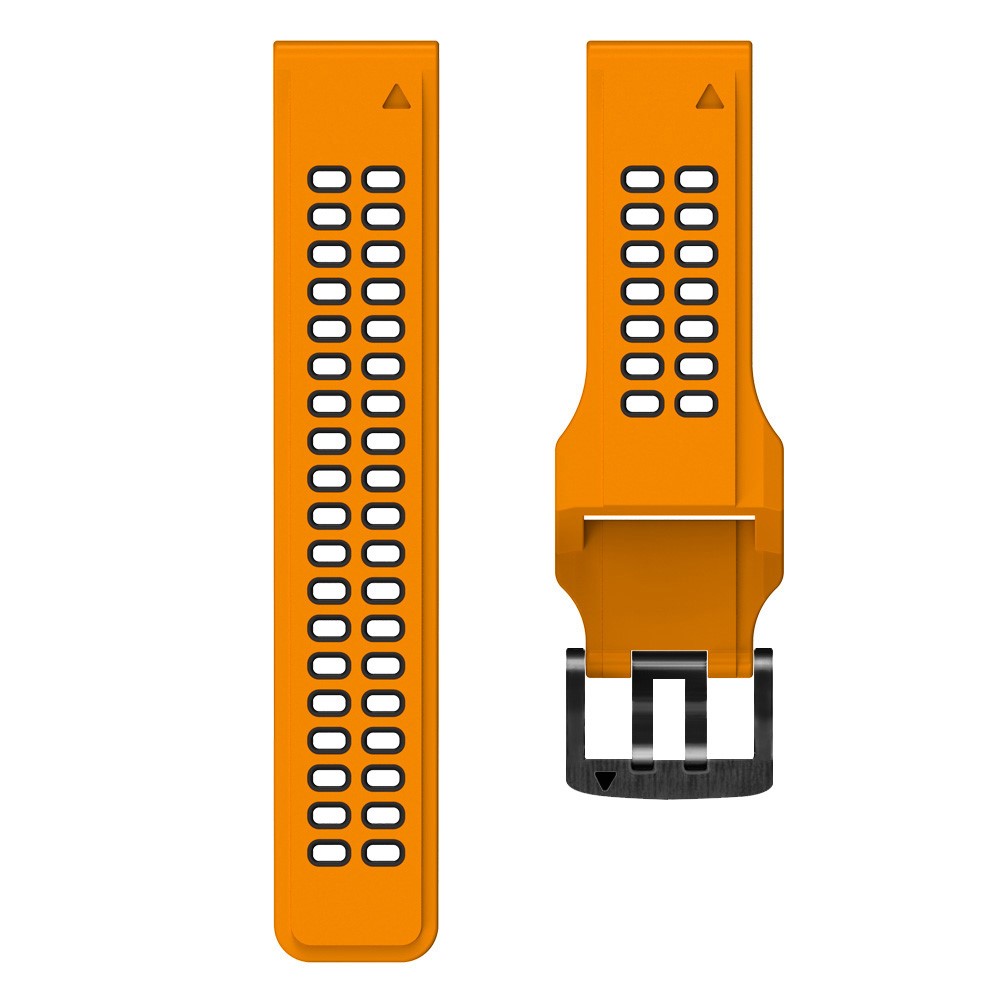 For Garmin Fenix 7/Epix Two Rows Holes Dual-color Quick Release Silicone Watch Band Wrist Strap 22mm - Orange/Black-5