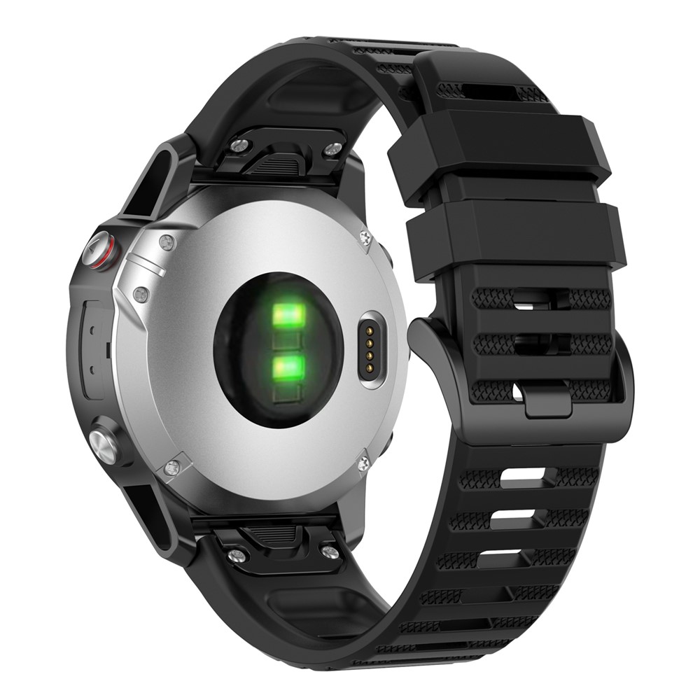 For Garmin Fenix 7/Epix Solid Color Quick Release Silicone Watch Band Replacement Wrist Strap 22mm - Black-1