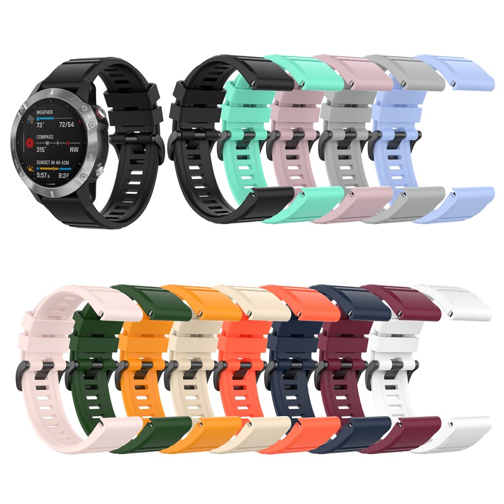 For Garmin Fenix 7/Epix Solid Color Quick Release Silicone Watch Band Replacement Wrist Strap 22mm - Black-12