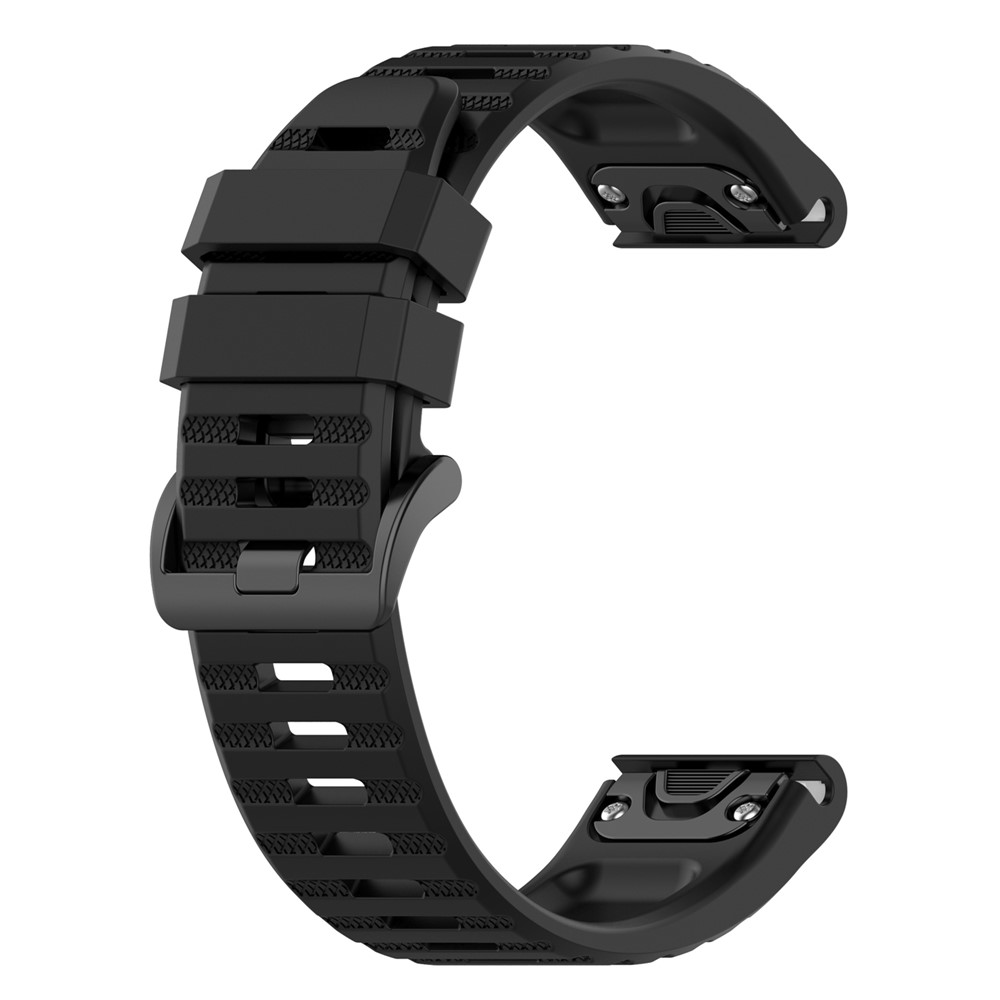 For Garmin Fenix 7/Epix Solid Color Quick Release Silicone Watch Band Replacement Wrist Strap 22mm - Black-3