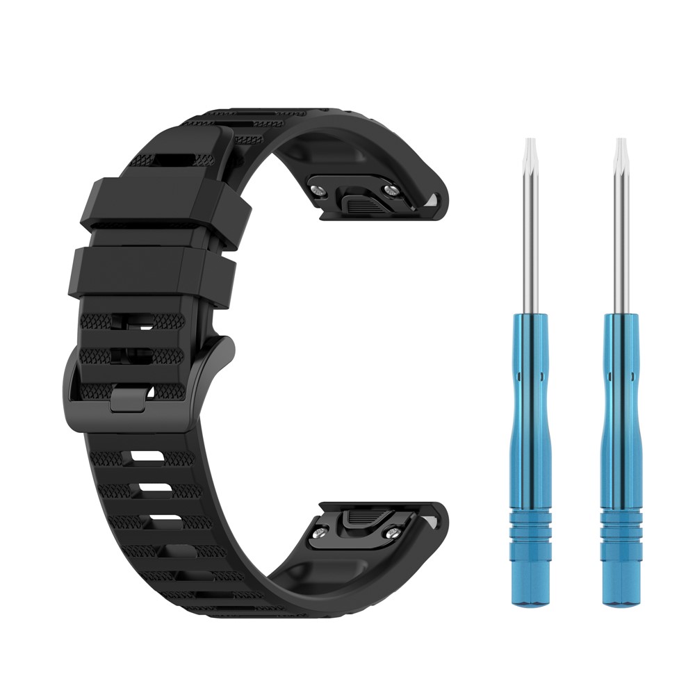For Garmin Fenix 7/Epix Solid Color Quick Release Silicone Watch Band Replacement Wrist Strap 22mm - Black-5