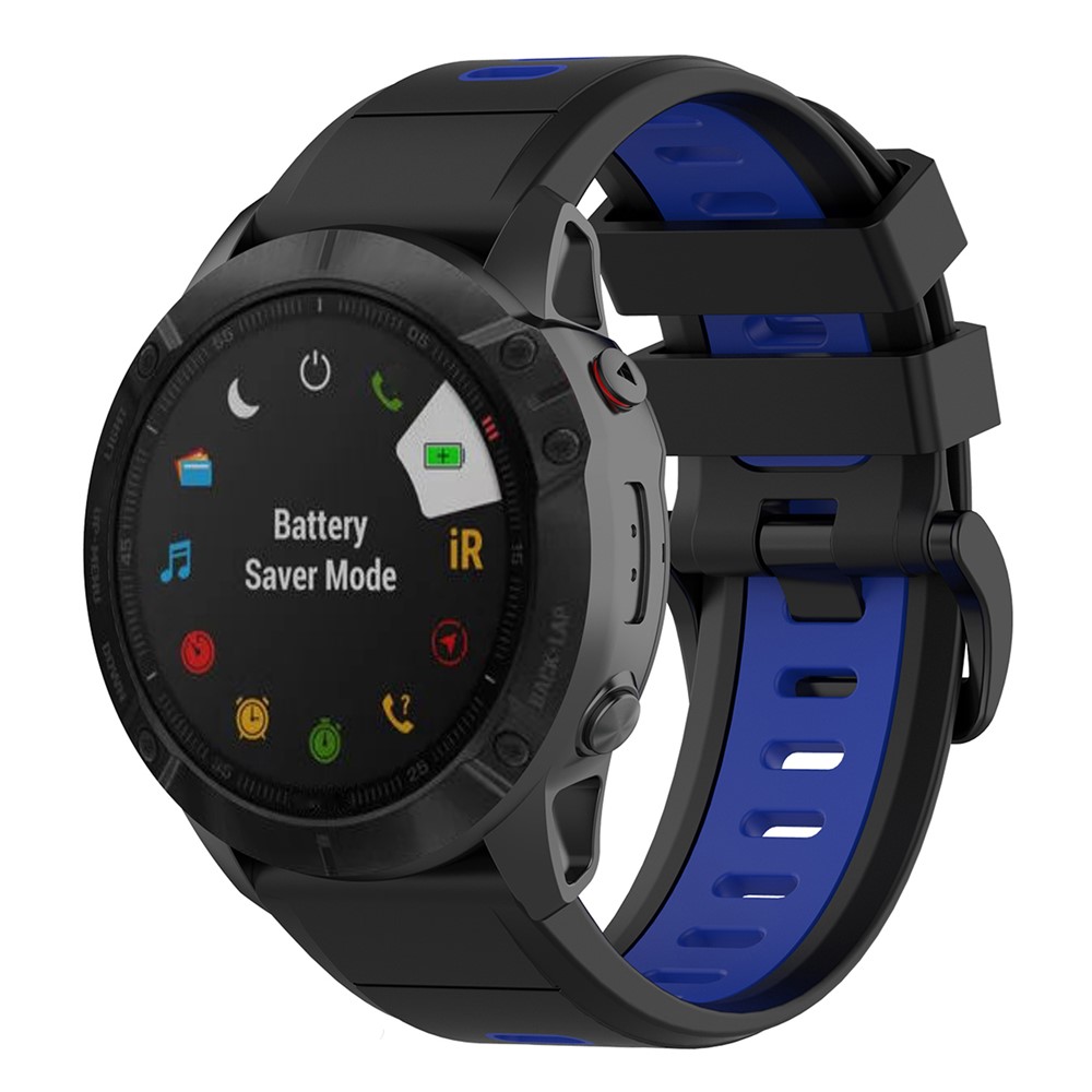 For Garmin Fenix 7X Dual-color Stylish Quick Release Silicone Watch Band Wrist Strap 26mm - Black/Blue-2