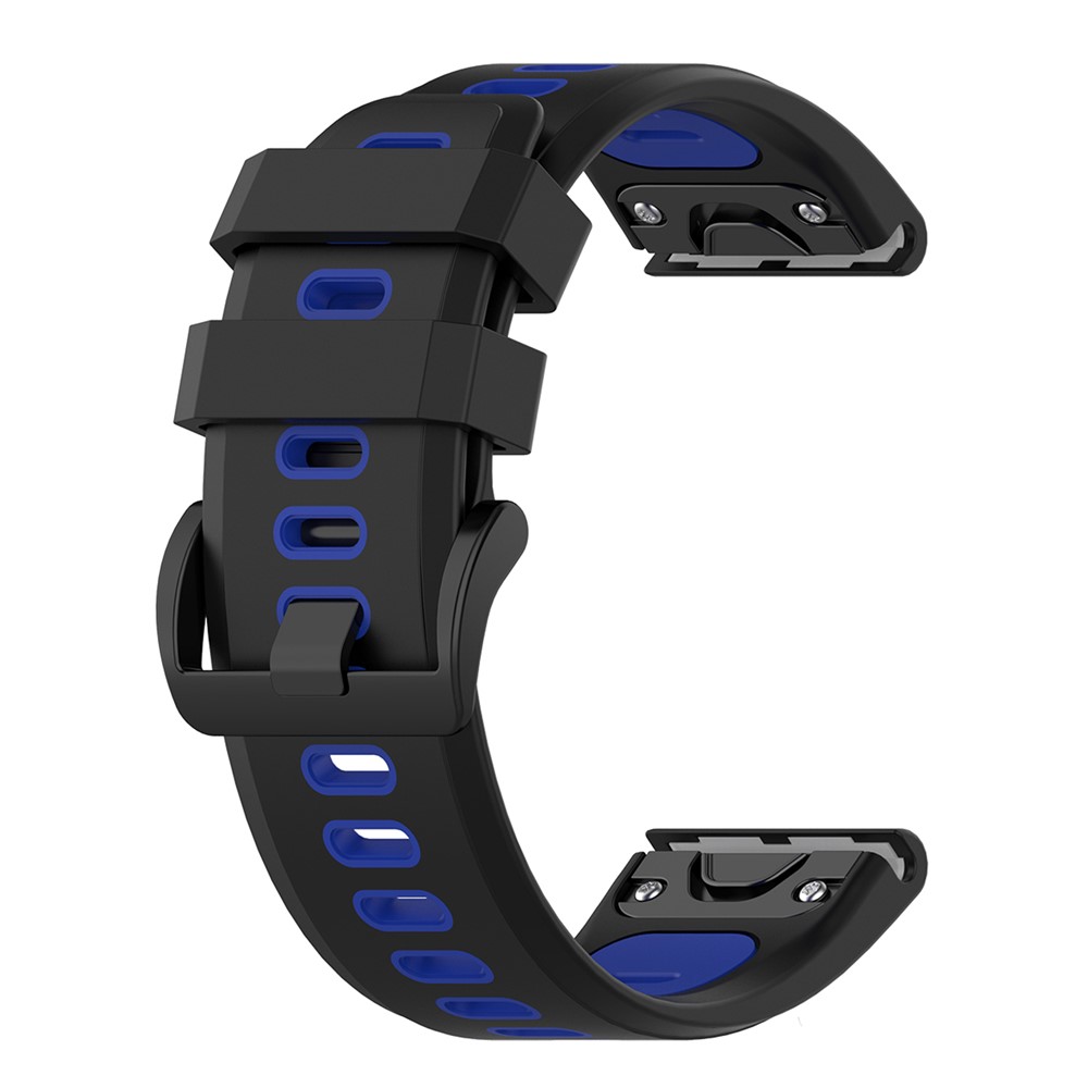 For Garmin Fenix 7X Dual-color Stylish Quick Release Silicone Watch Band Wrist Strap 26mm - Black/Blue-3