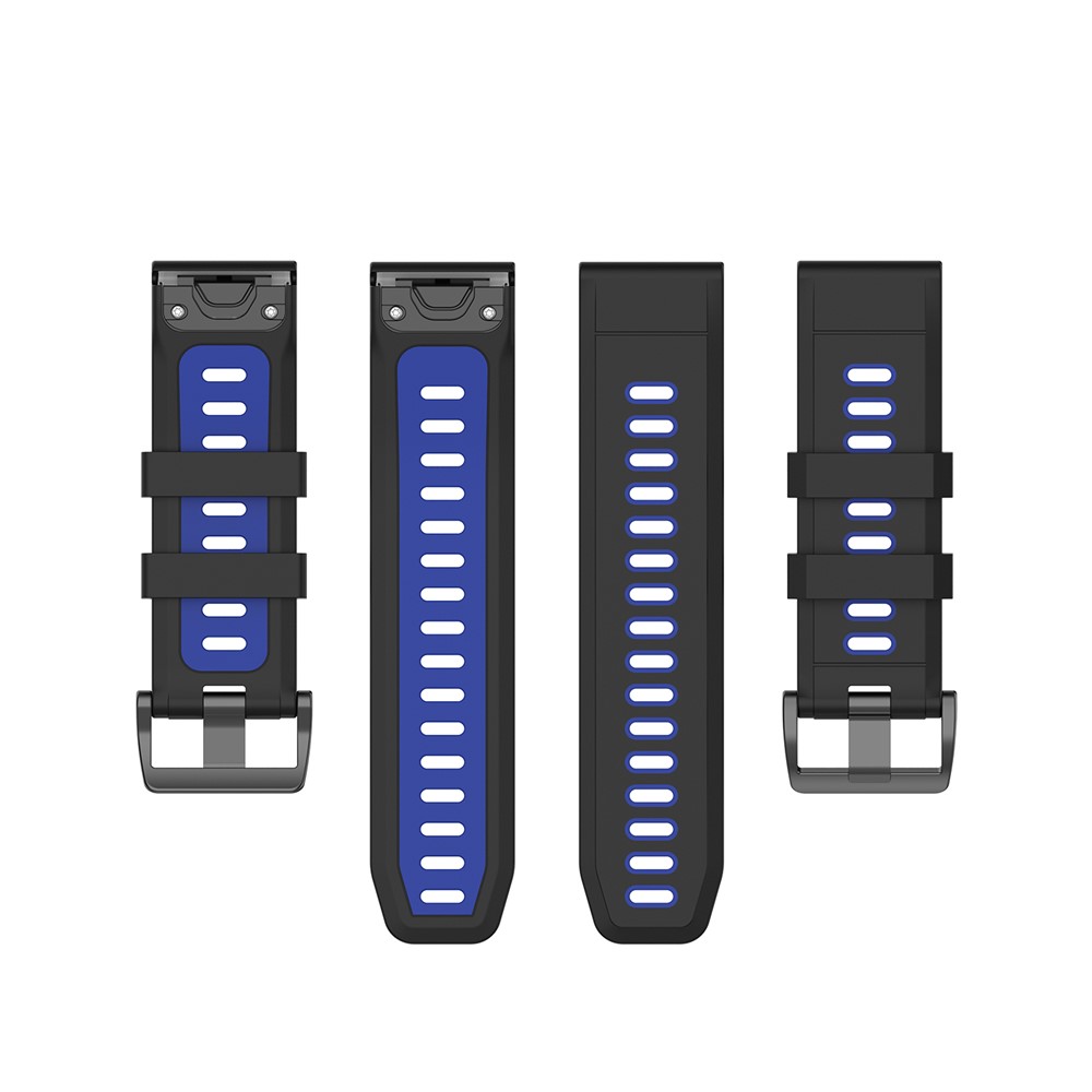 For Garmin Fenix 7X Dual-color Stylish Quick Release Silicone Watch Band Wrist Strap 26mm - Black/Blue-5
