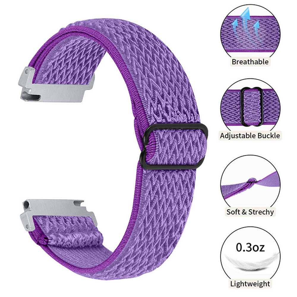 For Huami Amazfit GTR 47mm/Pace/Stratos/Stratos 2 Adjustable Elastic Watch Strap Universal 22mm Watch Band with Buckle - Purple-2