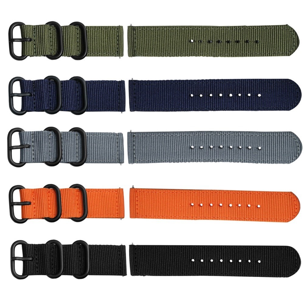 For Garmin Venue 2S / Vivoactive 4S 18mm Nylon Watch Strap Three Heavy Buckles Watch Band Replacement - Rainbow-6