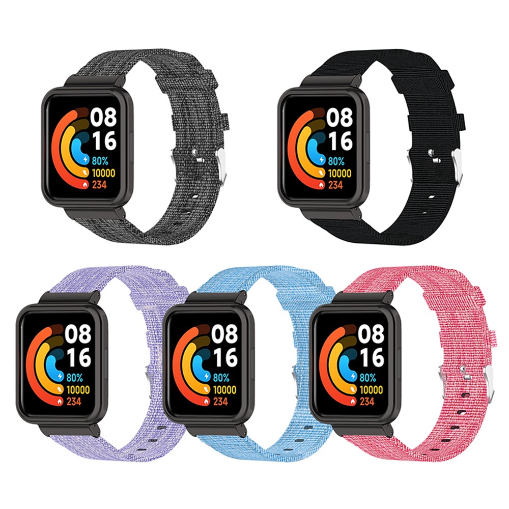 For Xiaomi Redmi Watch 2 Lite Strap Nylon Canvas Watch Band Replacement Breathable Wristband - Black-4