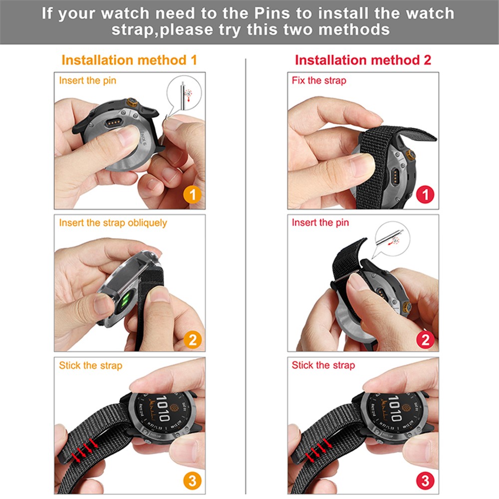 For Garmin Fenix 6S Breathable Nylon Watch Strap 20mm Adjustable Wrist Band Replacement - Black-3