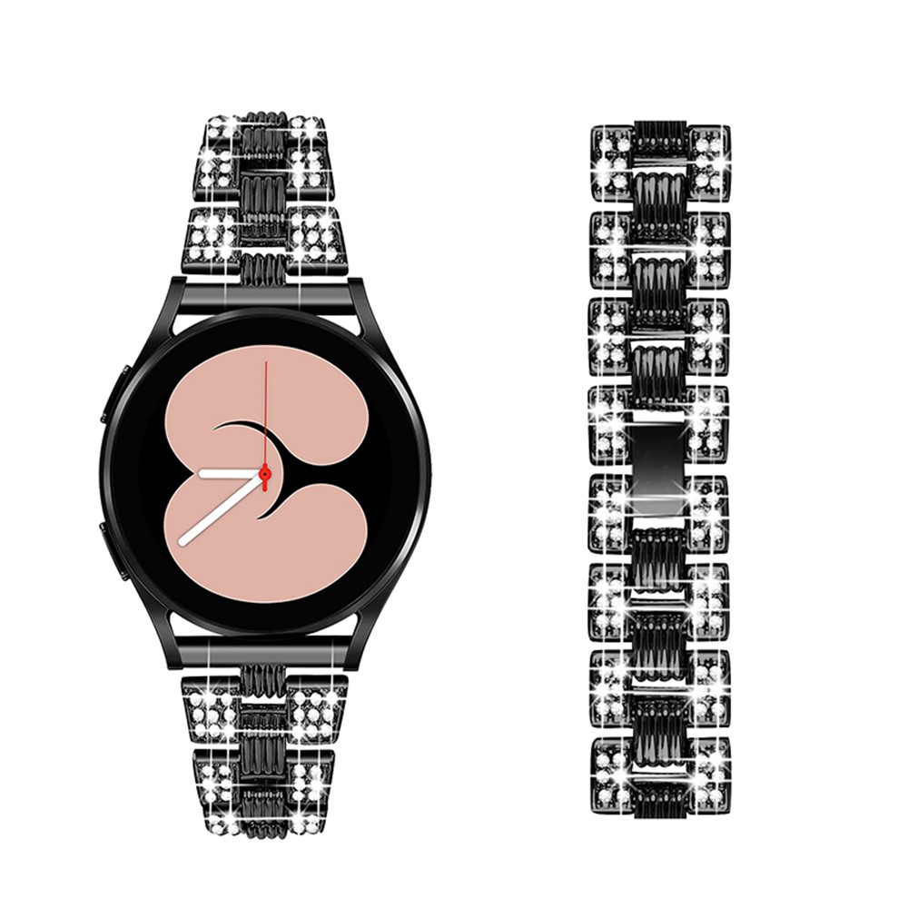 For Samsung Galaxy Watch4 Classic 42mm/46mm/Watch4 Active 40mm 44mm Zinc Alloy Watch Band Quick Release Watchband 20mm Replacement Strap with Rhinestone Decorated - Black-4