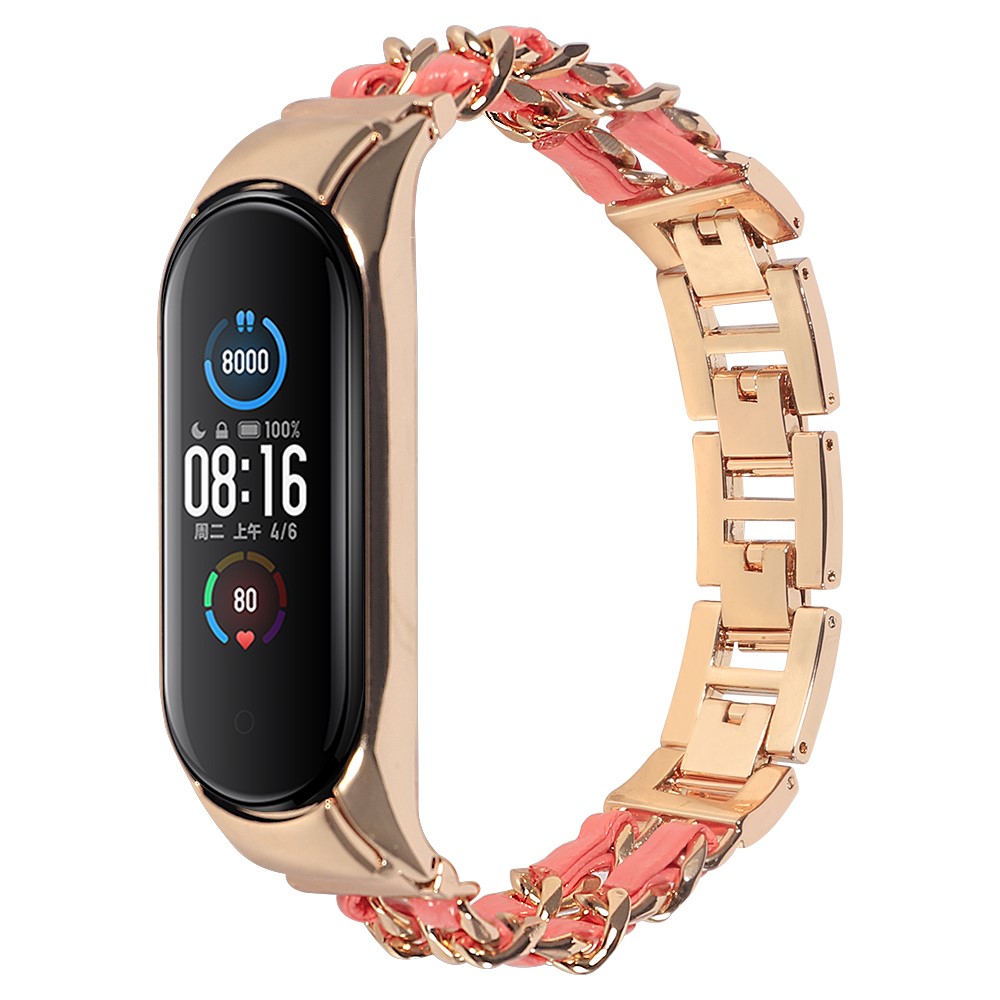 For Xiaomi Mi Band 3/4 Smart Watch Stainless Steel Chain Watch Strap Metal  Watchband - Rose Gold/Pink-TVC-Mall.com