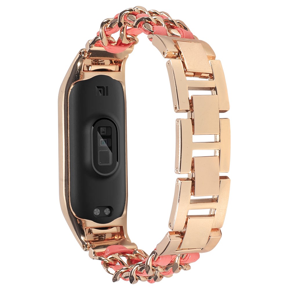 For Xiaomi Mi Band 3/4 Smart Watch Stainless Steel Chain Watch Strap Metal  Watchband - Rose Gold/Pink-TVC-Mall.com