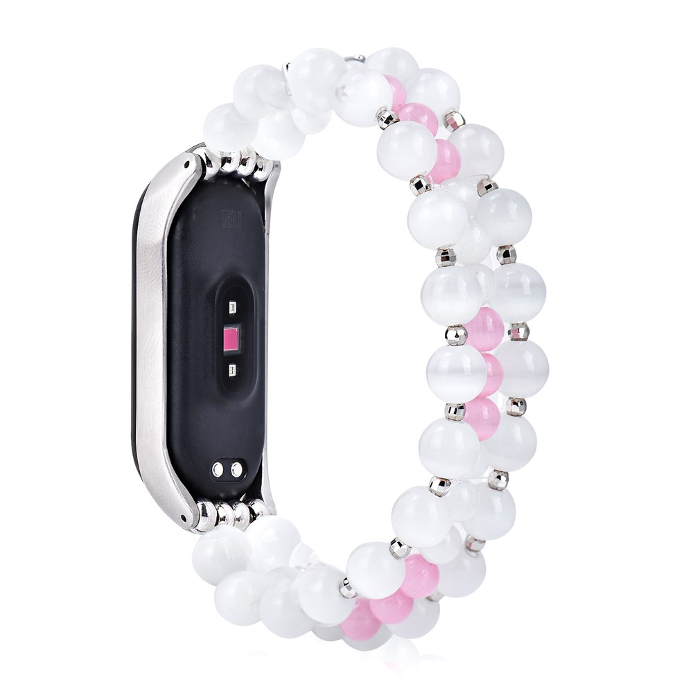 For Xiaomi Mi Band 4/3 Opal Beads Bracelet Smart Watch Strap Replacement Wrist Band - White-3