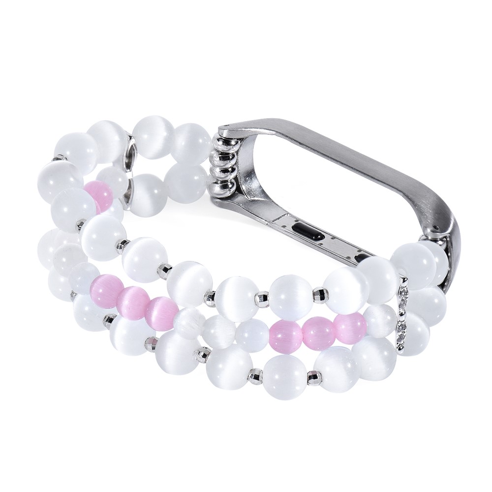For Xiaomi Mi Band 4/3 Opal Beads Bracelet Smart Watch Strap Replacement Wrist Band - White-5