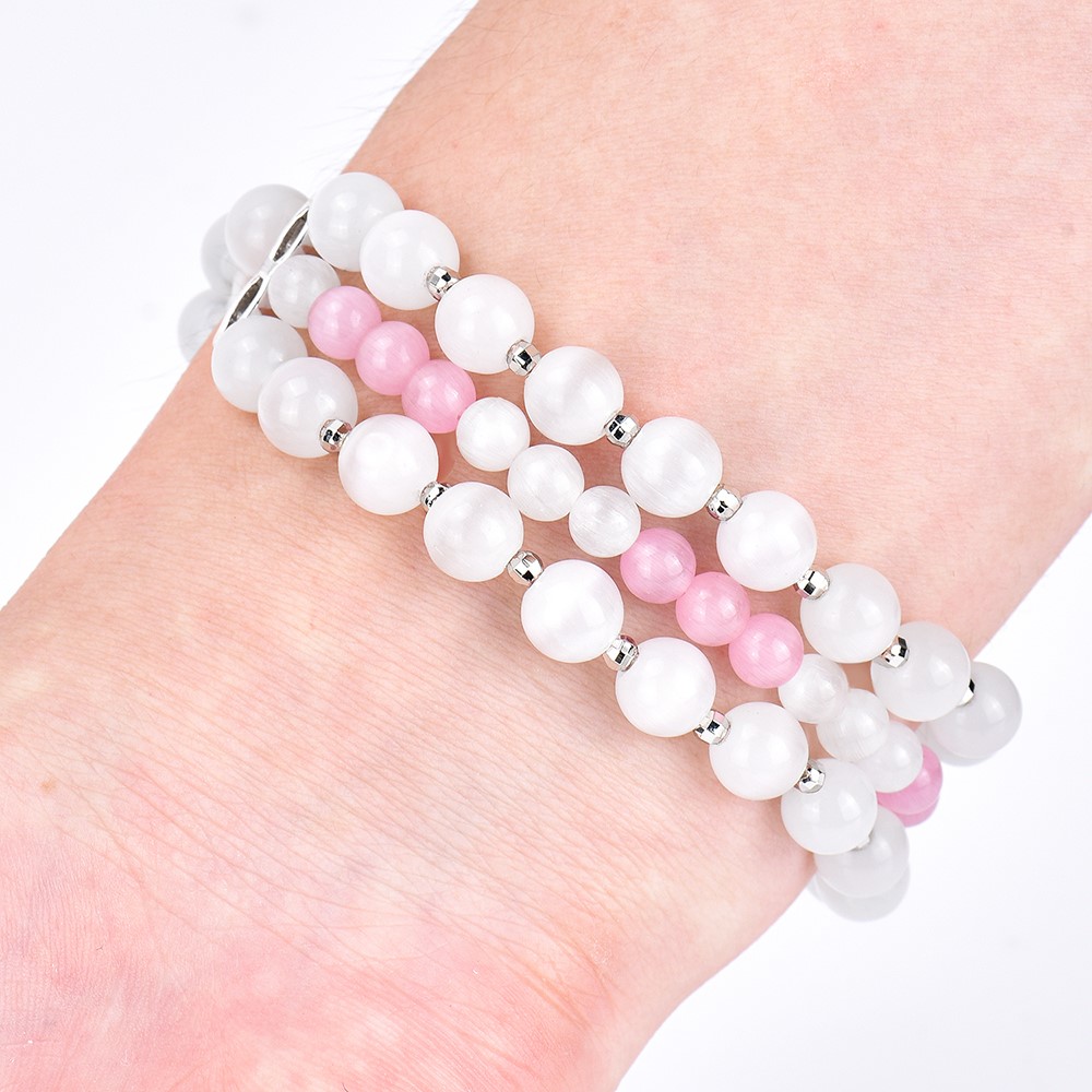 For Xiaomi Mi Band 4/3 Opal Beads Bracelet Smart Watch Strap Replacement Wrist Band - White-7