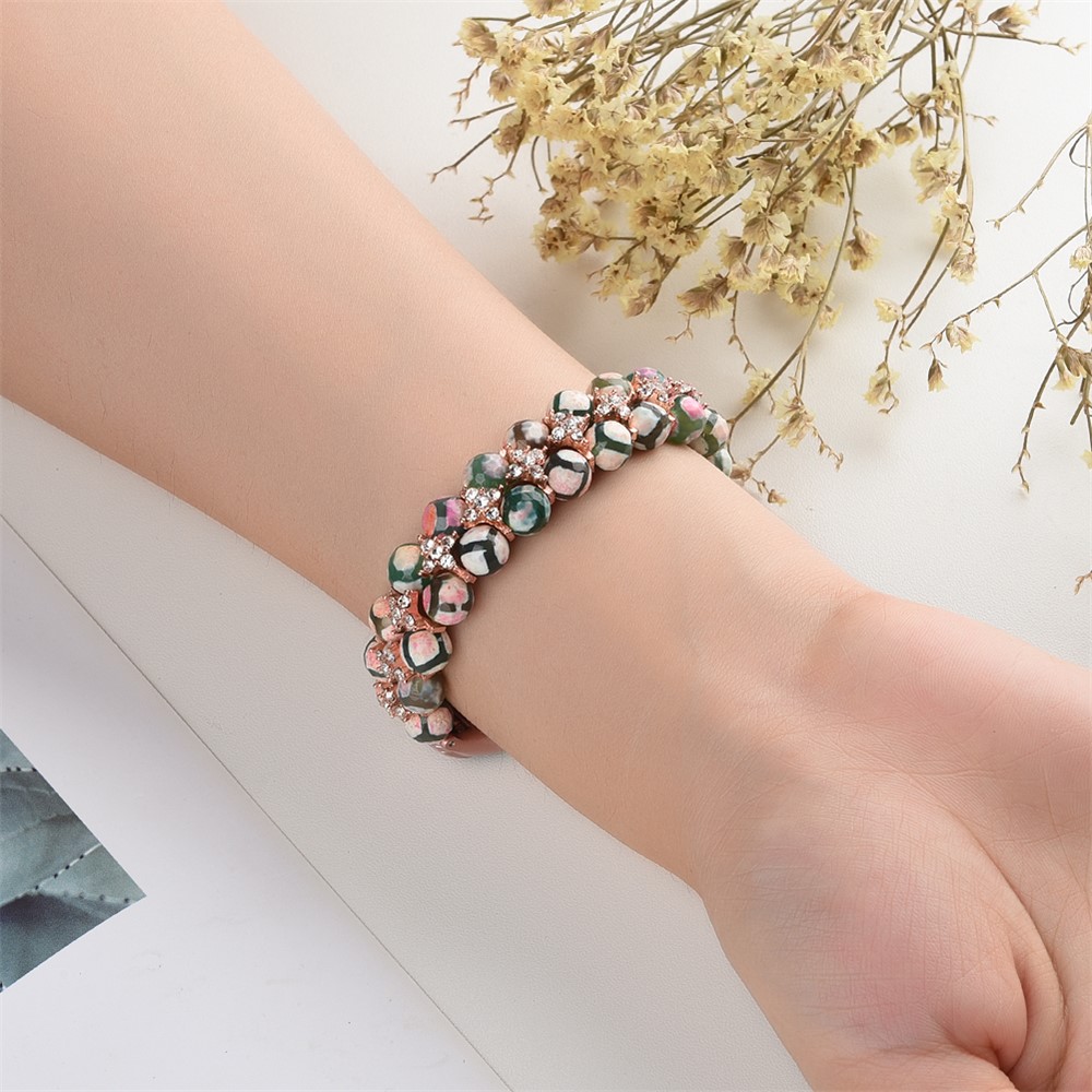 For Xiaomi Mi Band 3/4 Dragon Vein Agate Beads Smart Watch Band Bracelet Replacement Strap - Light Pink-8