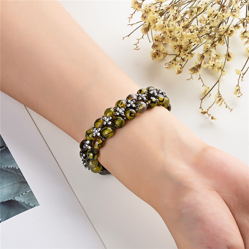 For Xiaomi Mi Band 5/6 Dragon Vein Agate Beads Bracelet Watch Band Replacement Wrist Strap - Brown-7