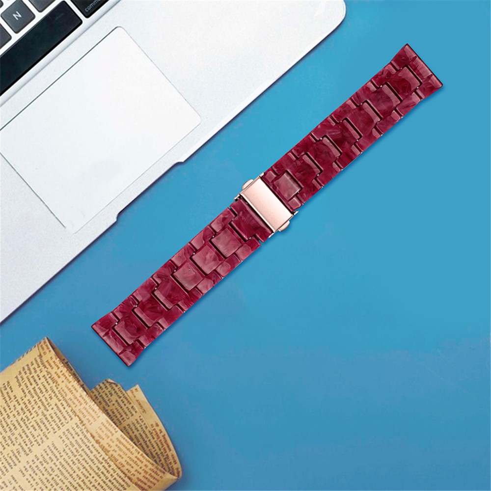 For Fossil Gen 5 Carlyle/Julianna/Garrett/Carlyle HR 22mm Smart Watch Band Resin Wrist Strap Replacement - Marble Red-3