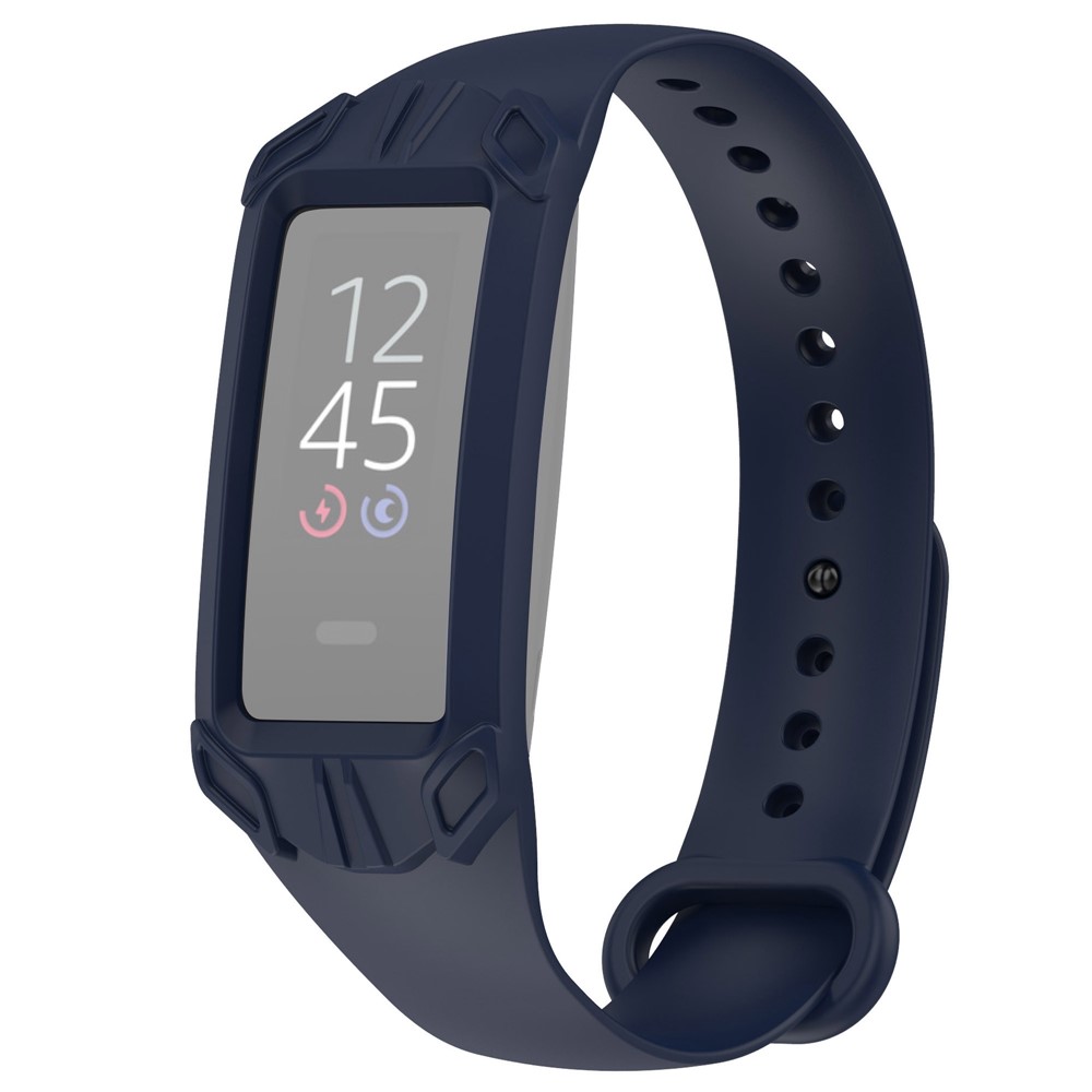 For Amazon Halo View Silicone Watch Band with Case Protector Quick Release Wrist Strap for Sports Watch 16mm - Navy Blue-1