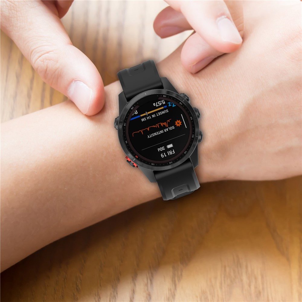 For Garmin Fenix 7/Epix Gen2/Descent G1/COROS VERTIX Silicone Watch Band Quick Release Wrist Strap Sports Watch Replacement Watchband - Black-6