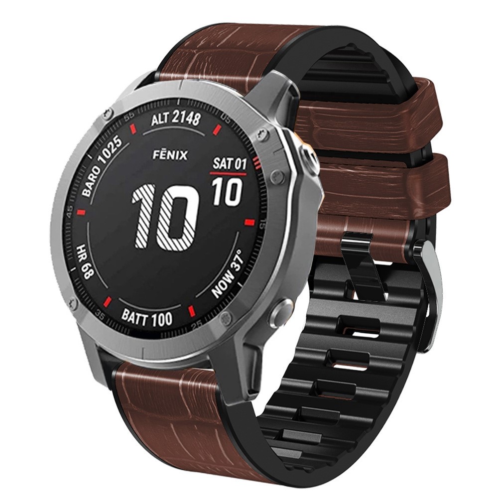 For Garmin Fenix 7X/6X Pro/Tactix 7 26mm Crocodile Texture Leather