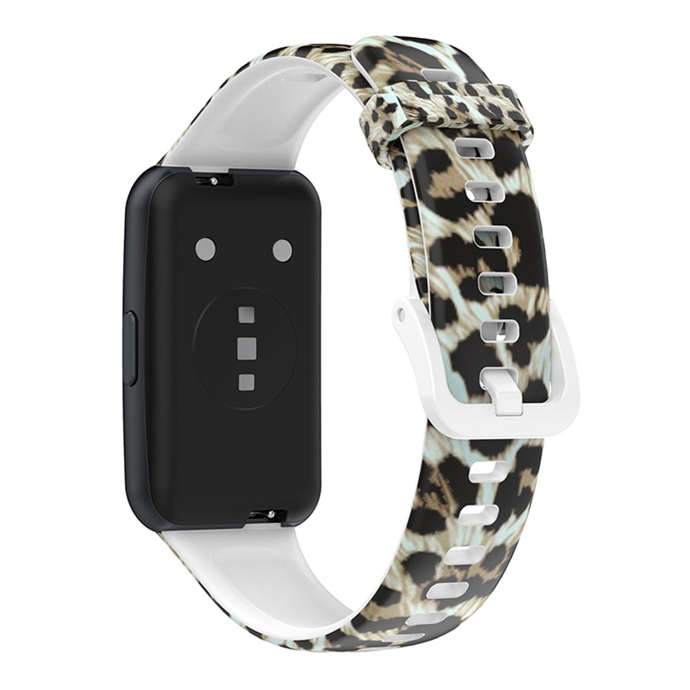Pattern Printing Watch Strap for Huawei Band 7, Adjustable TPU Wrist Band Replacement Bracelet - Leopard Pattern-5