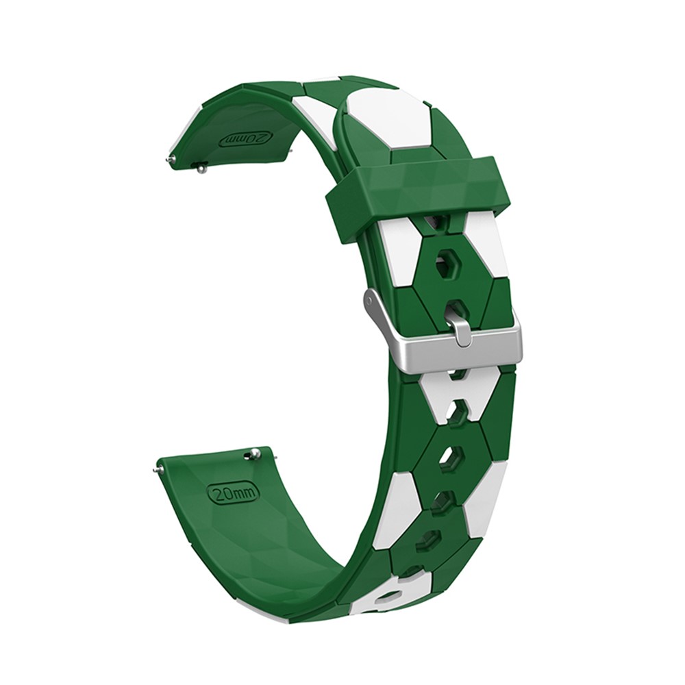 22mm Soccer Ball Pattern Silicone Watch Strap Adjustable Pin Buckle Wrist Band Replacement - Green/White-2