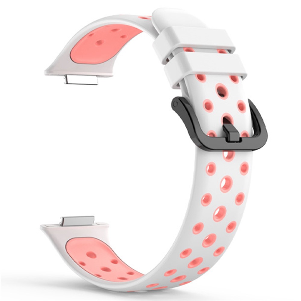 For Huawei Watch Fit 2 Silicone Watch Band Dual-Color Wrist Strap Quick Release Replacement Watchband - White / Pink-4