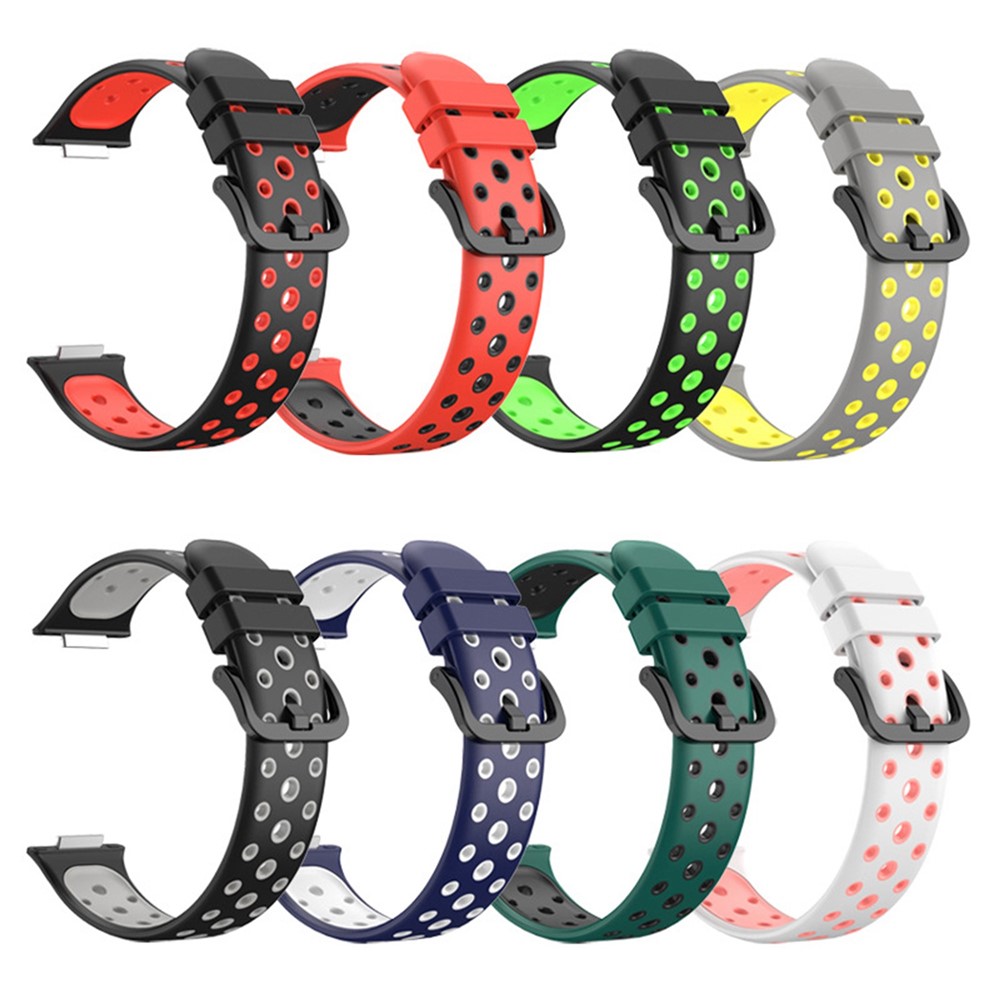 For Huawei Watch Fit 2 Silicone Watch Band Dual-Color Wrist Strap Quick Release Replacement Watchband - White / Pink-6