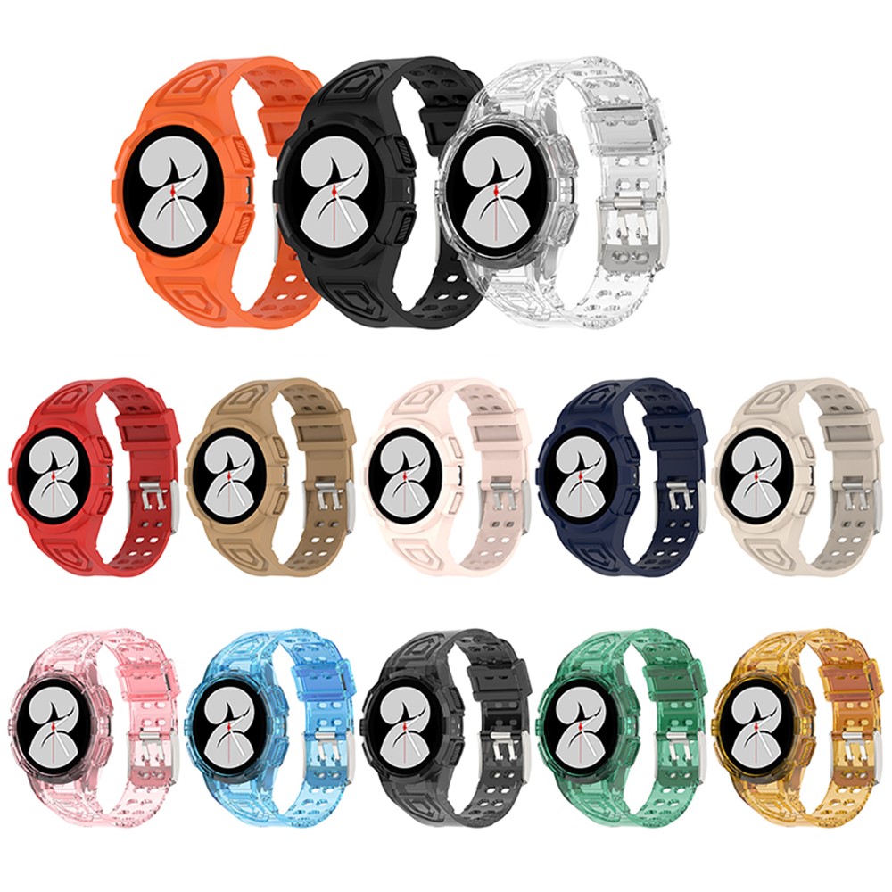 For Samsung Galaxy Watch4 40mm TPU Smart Watch Wristband Sports Bumper Watch Band Strap with Protective Case - Orange-6