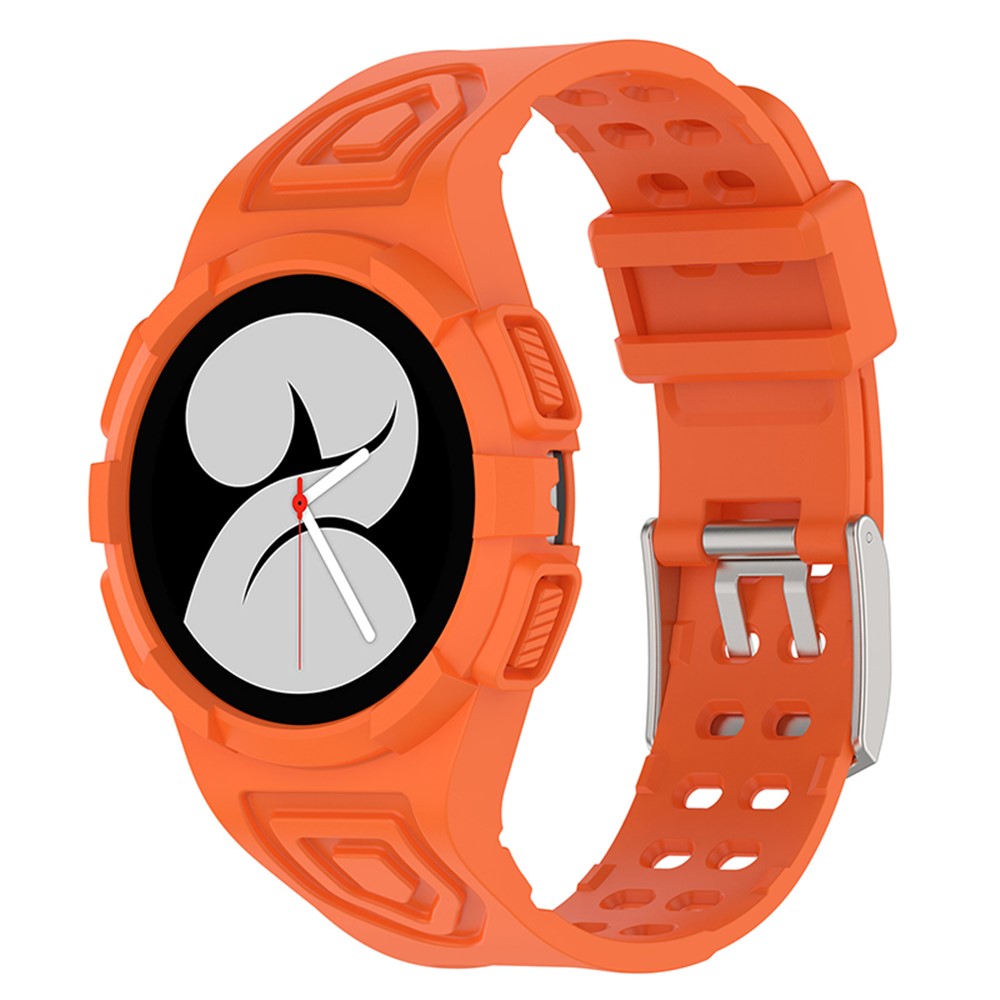 For Samsung Galaxy Watch4 44mm TPU Sports Protective Case Rugged Protector Watch Band Strap Accessories - Orange-1