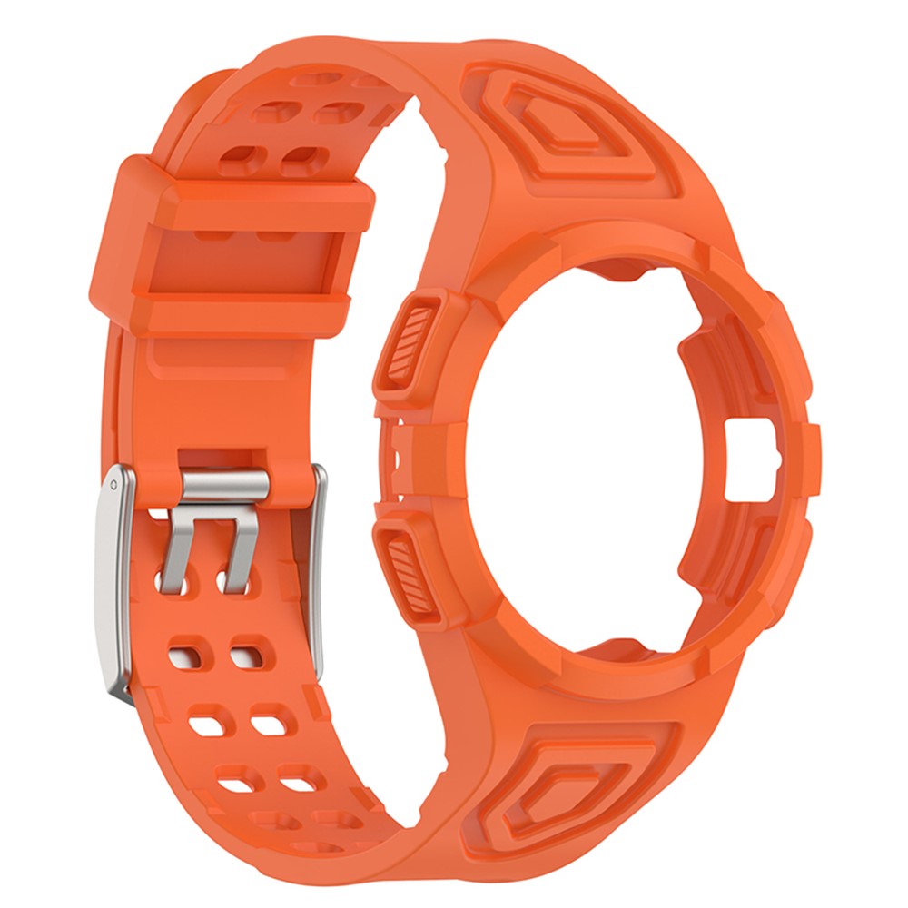 For Samsung Galaxy Watch4 44mm TPU Sports Protective Case Rugged Protector Watch Band Strap Accessories - Orange-4