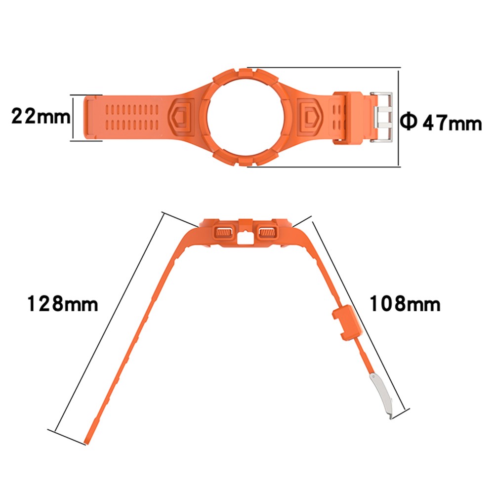 For Samsung Galaxy Watch4 44mm TPU Sports Protective Case Rugged Protector Watch Band Strap Accessories - Orange-5