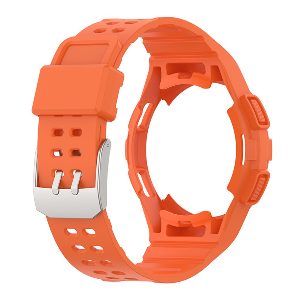 For Samsung Galaxy Watch4 Classic 46mm Soft TPU Replacement Band Strap with Bumper Protective Case - Orange-3
