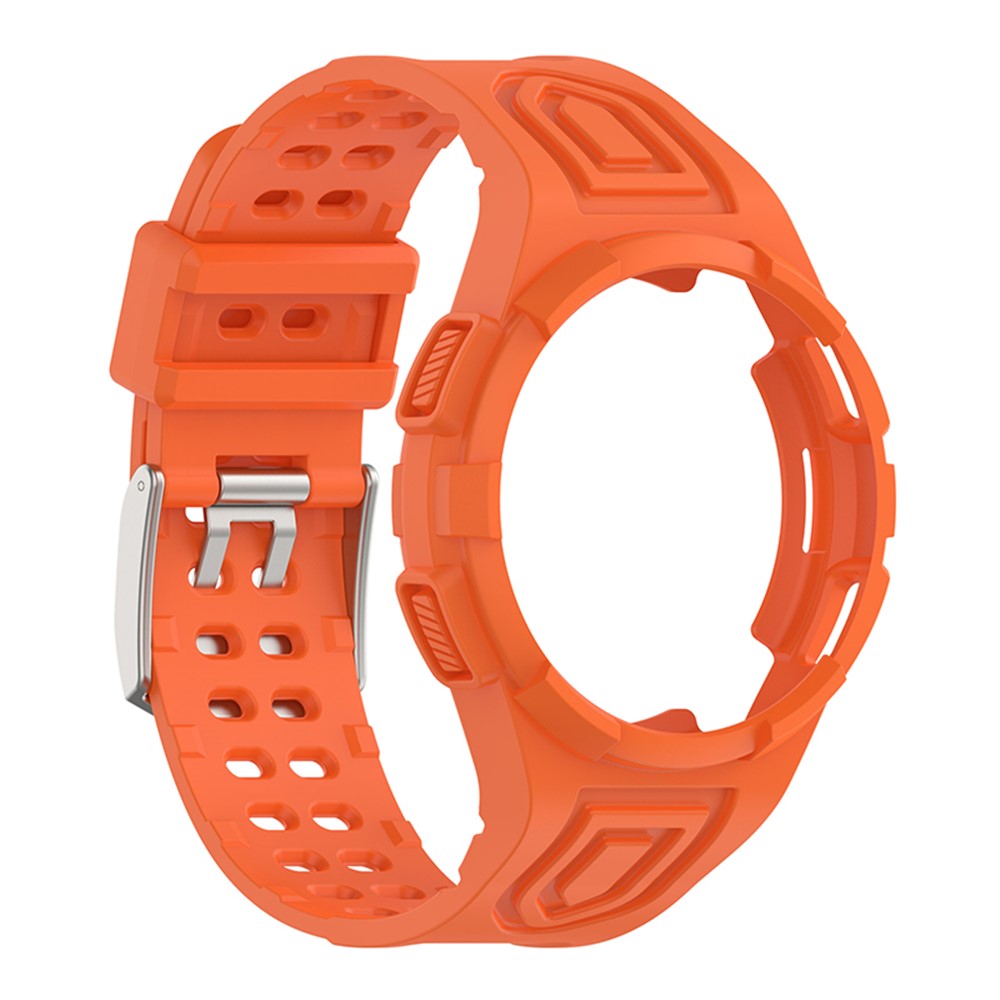 For Samsung Galaxy Watch4 Classic 46mm Soft TPU Replacement Band Strap with Bumper Protective Case - Orange-4