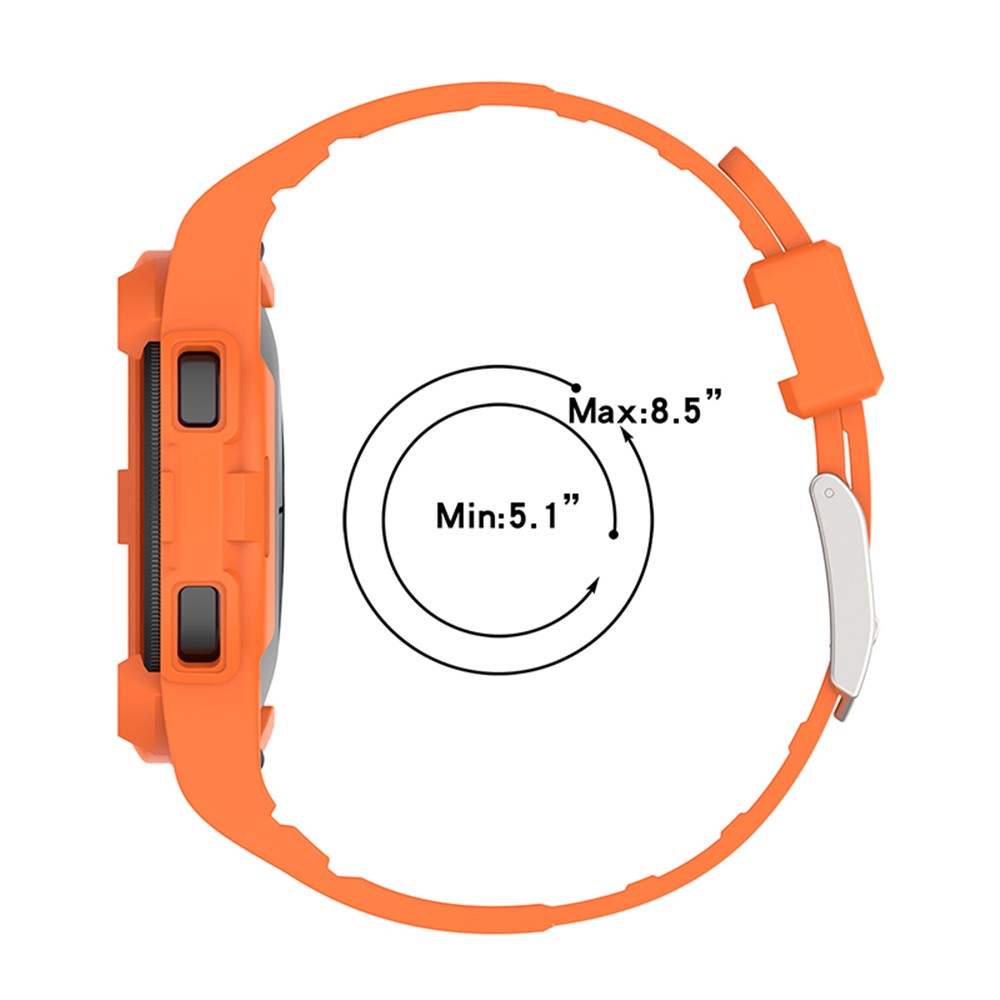 For Samsung Galaxy Watch4 Classic 46mm Soft TPU Replacement Band Strap with Bumper Protective Case - Orange-6