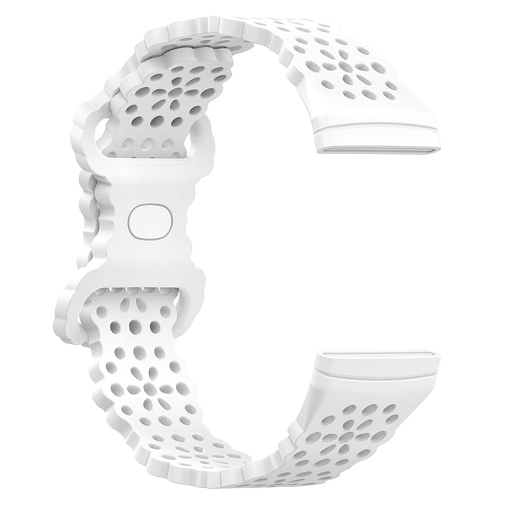 For Fitbit Versa 4 / 3 / Sense 2 / 1 Lace Flower TPU Band Hollow-out Sport Wristband Replacement - White-4