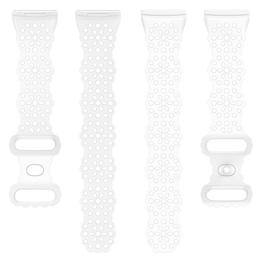 For Fitbit Versa 4 / 3 / Sense 2 / 1 Lace Flower TPU Band Hollow-out Sport Wristband Replacement - White-5